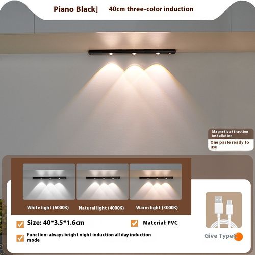 USB rechargeable motion sensor LED light strip - dimmable, 3 colors, wireless lighting, suitable for kitchen, wardrobe, cabinet, bedroom, etc. - Ideal for modern home with marble countertops and white light effects, bedroom lighting | Fashion fixtures | Wireless LED, Indoor motion sensing light