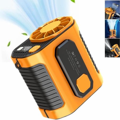 Personal Waist Portable Rechargeable Fan, 5000mAh Battery Power bank, 3 Speeds 5300RPM Airflow, 8H Runtime, LED Light, Wearable Belt Fan for Outdoor, Jobsite, Farms, Traveling, Fishing