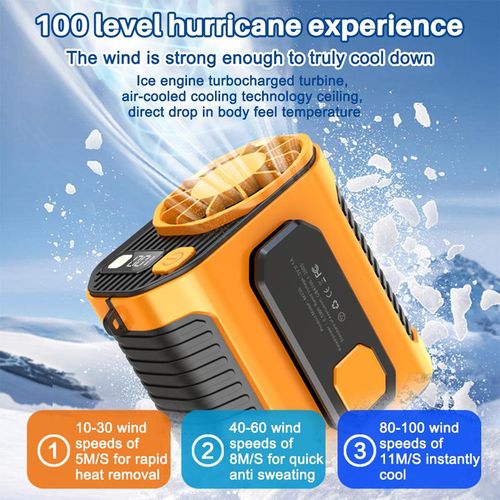 Personal Waist Portable Rechargeable Fan, 5000mAh Battery Power bank, 3 Speeds 5300RPM Airflow, 8H Runtime, LED Light, Wearable Belt Fan for Outdoor, Jobsite, Farms, Traveling, Fishing