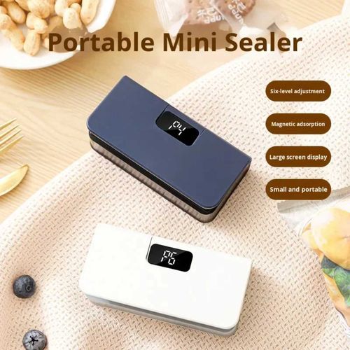 Household Portable Magnetic Mini Snack Sealing Machine Digital Temperature Display USB Rechargeable Hand Heat Sealer For Peanut Cookie Plastic Storage Bags Kitchen Gadget