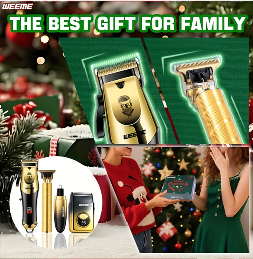 Rechargeable hair clipper, shaving razor, electric hair trimmer, electric scissors, push trimmer with digital display, nose hair remover, shaving kit set of four pieces