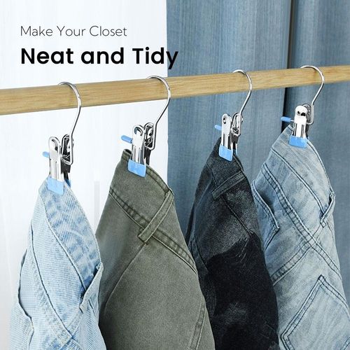 10-50 Counts Anti-Rust Clip Clothespins, Ultimate Lightweight Hanging Travel Hanger Organizer for Home & More, Space-Saving Magic Hat & Pants Storage Rack with Laundry Hooks