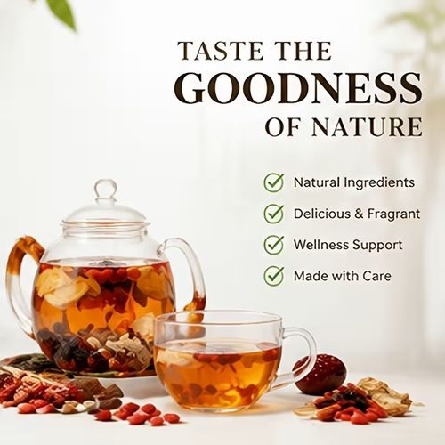 Men's Women's Ginseng Six Treasures Tea +MACA Herbal kidney tonic, containing goji berries, an energy booster, suitable for relieving fatigue, enhancing vitality, and protecting urinary system health.