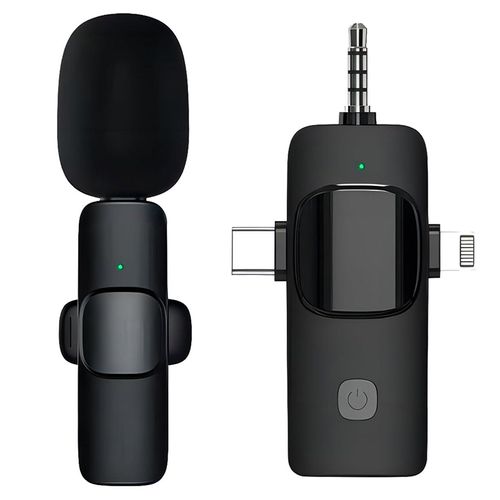 Three-in-One Wireless Collar-Type Microphone, Outdoor Mobile Phone Live Broadcasting Microphone, Mini Noise-Cancelling Collar-Type Microphone