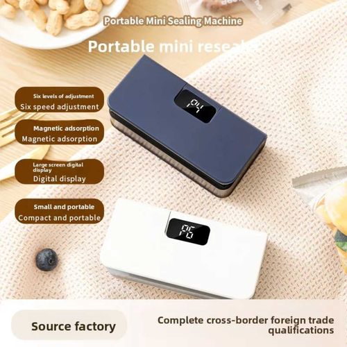 Household Portable Magnetic Mini Snack Sealing Machine Digital Temperature Display USB Rechargeable Hand Heat Sealer For Peanut Cookie Plastic Storage Bags Kitchen Gadget