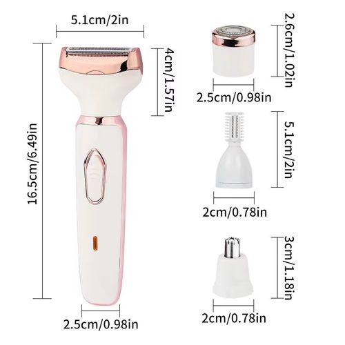 New Product - Four-in-One Women's Electric Hair Trimmer for Shaving, Brow Trimming, Hair Removal on Chin and Neck, Underarm and Thigh Hair, USB Charging, Vulvar Hair Removal, and Private Area Hair Trimming.