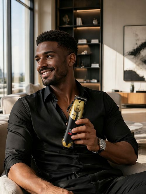 Professional 3-Piece Gold Hair Clipper & Trimmer Set for Men - USB Rechargeable Barber Kit with LCD Display for Ghana