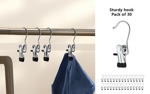 10-50PCS Premium Stainless Steel Rotating Hanging Clips – Durable 360° Space-Saving Design for Laundry, Dish Drying Rack, Storage & Organization, Heavy-Duty Hooks for Clothes, Towels, Kitchen & Home Decor & Home Storage Solutions Hangers Organiser
