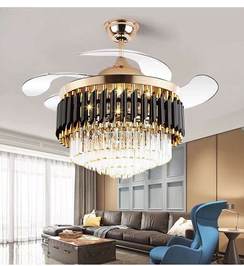 Crystal Lamp Fan Lamp European Living Room Lamp
