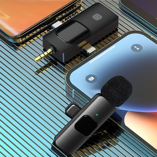 Three-in-One Wireless Collar-Type Microphone, Outdoor Mobile Phone Live Broadcasting Microphone, Mini Noise-Cancelling Collar-Type Microphone