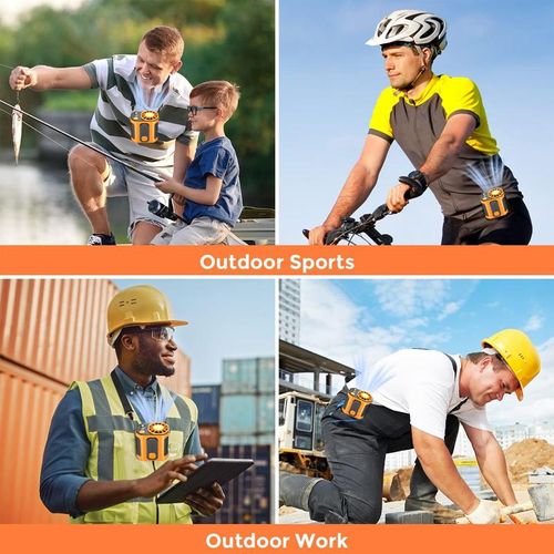 Personal Waist Portable Rechargeable Fan, 5000mAh Battery Power bank, 3 Speeds 5300RPM Airflow, 8H Runtime, LED Light, Wearable Belt Fan for Outdoor, Jobsite, Farms, Traveling, Fishing