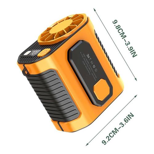 Personal Waist Portable Rechargeable Fan, 5000mAh Battery Power bank, 3 Speeds 5300RPM Airflow, 8H Runtime, LED Light, Wearable Belt Fan for Outdoor, Jobsite, Farms, Traveling, Fishing