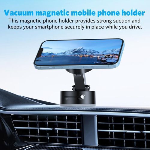 Magnetic Selfie Stick, Vacuum Magnetic Phone Holder, Adjustable Foldable Multifunctional Cell Phone Mount for Car, Office, and Selfies