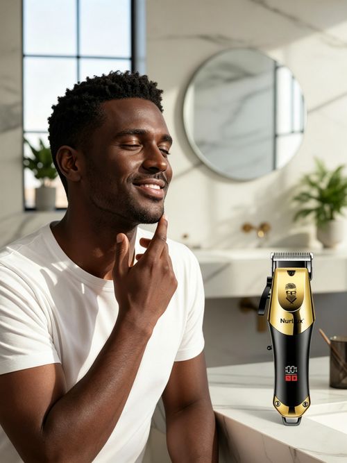 Professional 3-Piece Gold Hair Clipper & Trimmer Set for Men - USB Rechargeable Barber Kit with LCD Display for Ghana