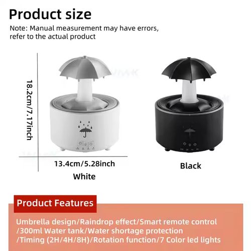 Landscape rotating raindrop aromatherapy room umbrella-shaped aromatherapy humidifier 300ml Ultrasonic rotating water drop aromatherapy diffuser with remote control