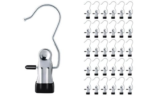 10-50PCS Premium Stainless Steel Rotating Hanging Clips – Durable 360° Space-Saving Design for Laundry, Dish Drying Rack, Storage & Organization, Heavy-Duty Hooks for Clothes, Towels, Kitchen & Home Decor & Home Storage Solutions Hangers Organiser