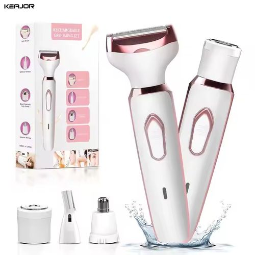 New Product - Four-in-One Women's Electric Hair Trimmer for Shaving, Brow Trimming, Hair Removal on Chin and Neck, Underarm and Thigh Hair, USB Charging, Vulvar Hair Removal, and Private Area Hair Trimming.