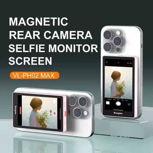 The largest plug-and-play magnetic rear-facing camera selfie display for mobile phone video shooting. The latest smartphone accessory - magnetic mobile phone selfie display for travel photography and video recording. Real-time charging.