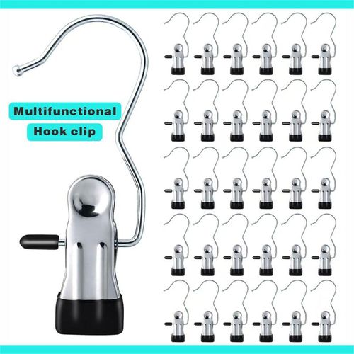 10-50PCS Premium Stainless Steel Rotating Hanging Clips – Durable 360° Space-Saving Design for Laundry, Dish Drying Rack, Storage & Organization, Heavy-Duty Hooks for Clothes, Towels, Kitchen & Home Decor & Home Storage Solutions Hangers Organiser