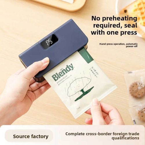 Household Portable Magnetic Mini Snack Sealing Machine Digital Temperature Display USB Rechargeable Hand Heat Sealer For Peanut Cookie Plastic Storage Bags Kitchen Gadget