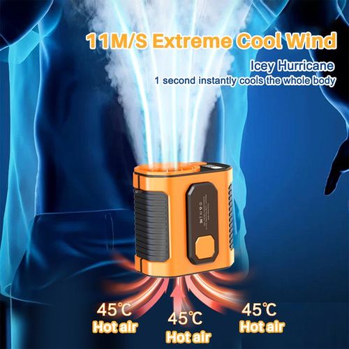 Personal Waist Portable Rechargeable Fan, 5000mAh Battery Power bank, 3 Speeds 5300RPM Airflow, 8H Runtime, LED Light, Wearable Belt Fan for Outdoor, Jobsite, Farms, Traveling, Fishing