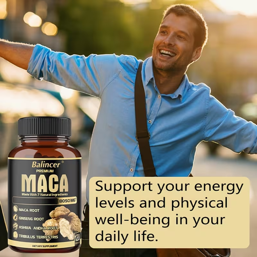 Men's Women's Ginseng Six Treasures Tea +MACA Herbal kidney tonic, containing goji berries, an energy booster, suitable for relieving fatigue, enhancing vitality, and protecting urinary system health.