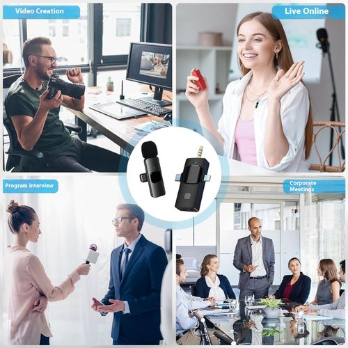 Three-in-One Wireless Collar-Type Microphone, Outdoor Mobile Phone Live Broadcasting Microphone, Mini Noise-Cancelling Collar-Type Microphone
