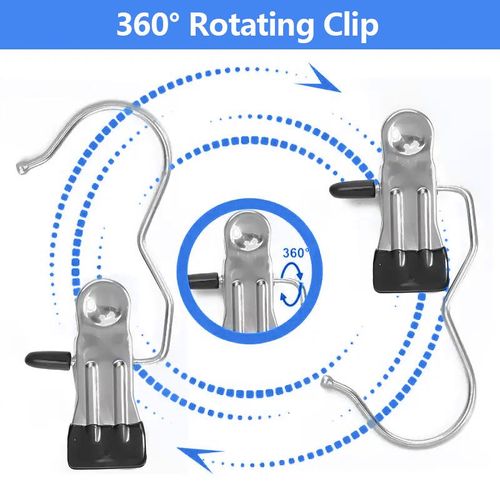 10-50PCS Premium Stainless Steel Rotating Hanging Clips – Durable 360° Space-Saving Design for Laundry, Dish Drying Rack, Storage & Organization, Heavy-Duty Hooks for Clothes, Towels, Kitchen & Home Decor & Home Storage Solutions Hangers Organiser