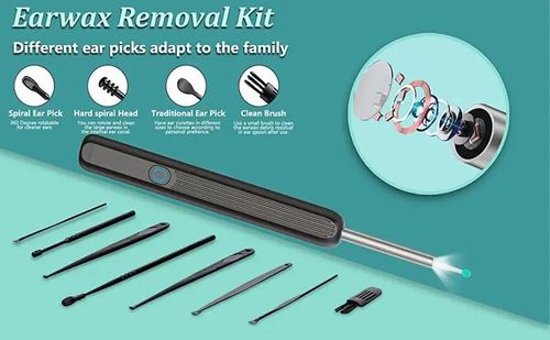 Ear Wax Removal Tool Camera, 1 Box Ear Cleaner with Light & Camera & Accessories, Earwax Removal Kit Compatible with Cell Phones & Tablets