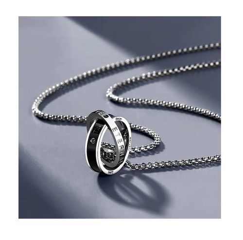 A double-ring stainless steel pendant jewelry set, featuring a classic design, and a highly popular titanium steel necklace