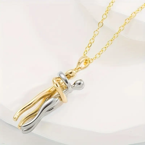 2pcs Embracing Couple Necklace Set - Infinity Love Symbol Matching Pendants, Interlocking Chains for Him & Her, Valentine's Day Gift for Couples, Eternal Bonding Jewelry for Anniversaries & Special Occasions