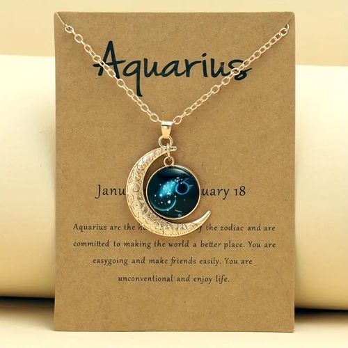 Moon pendant nightlight necklace - fashionable for night and solar constellations, colorful glass pendant, zinc alloy, perfect gift