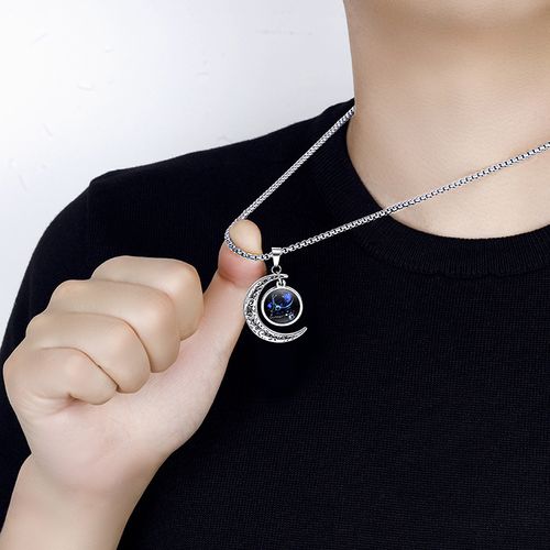 Moon pendant nightlight necklace - fashionable for night and solar constellations, colorful glass pendant, zinc alloy, perfect gift