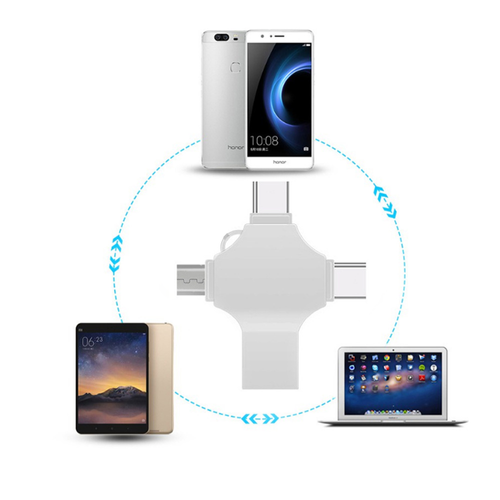 Popular 4 in 1 Usb Flash Drive 3.0 8GB-256GB High-Speed Pen Drive for iPhone Android Fast Data Transfer OTG Usb Disk
