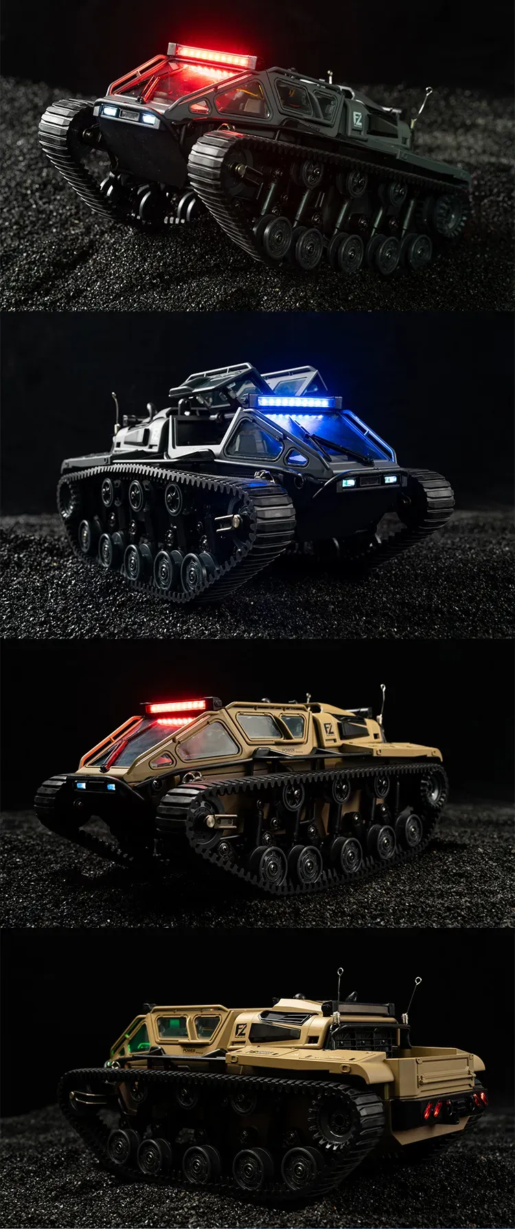 JJRC C8812 LED Light Full Scale Tracked Tank Simulation Model Toy RC Car Model