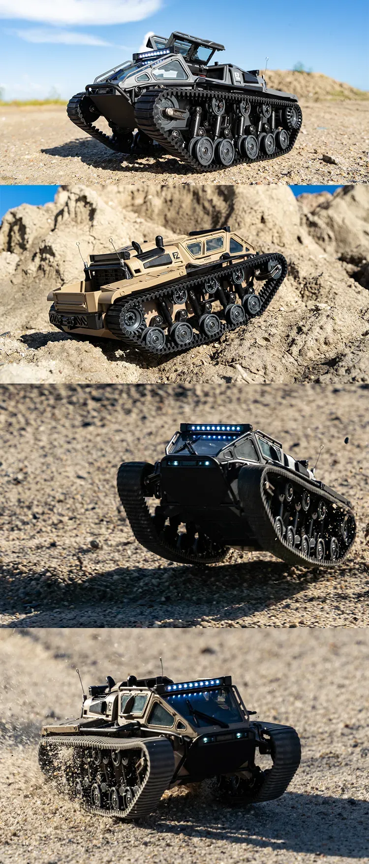 JJRC C8812 LED Light Full Scale Tracked Tank Simulation Model Toy RC Car Model