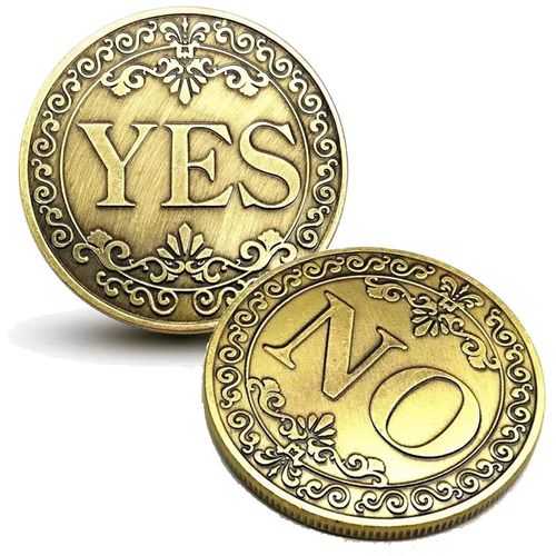 Metal yes or no decision coins
