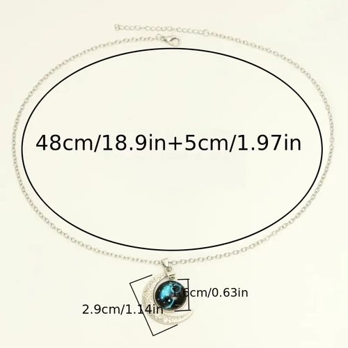 Moon pendant nightlight necklace - fashionable for night and solar constellations, colorful glass pendant, zinc alloy, perfect gift