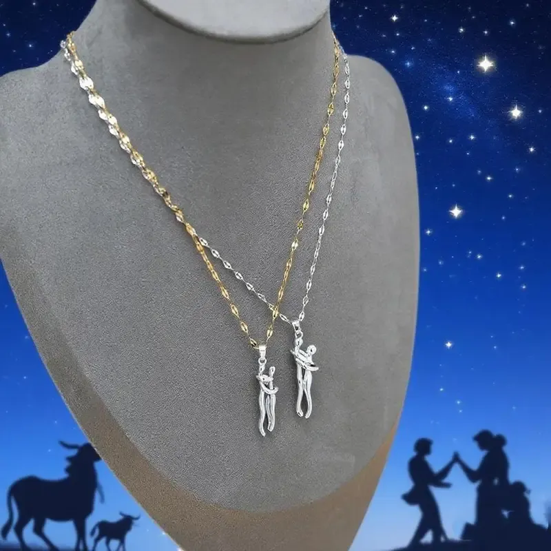 2pcs Embracing Couple Necklace Set - Infinity Love Symbol Matching Pendants, Interlocking Chains for Him & Her, Valentine's Day Gift for Couples, Eternal Bonding Jewelry for Anniversaries & Special Occasions