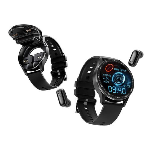 2-in-1 music control smartwatch with earplugs