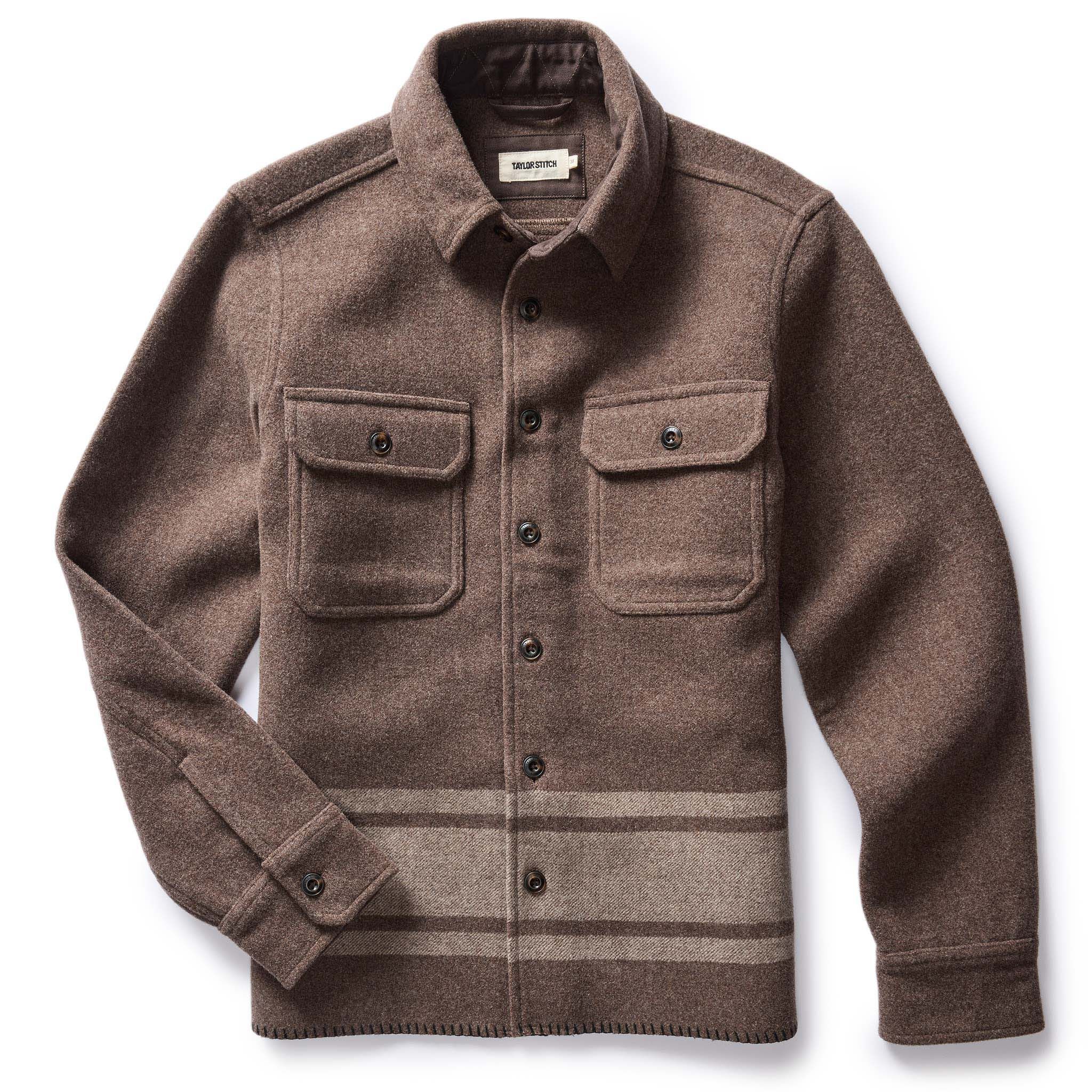 Ncwsv Ranger Shirt in Sable Heather Blanket Stripe Wool