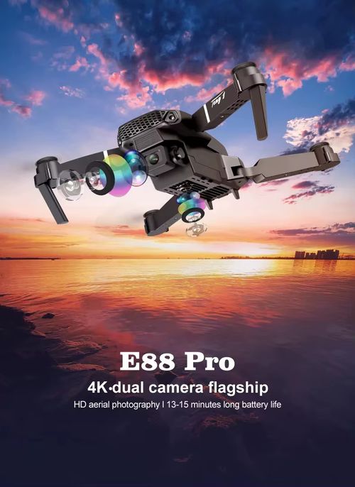 Unmanned aircraft E88PRO4K aerial photography dual camera quadcopter optical flow folding remote control aircraft Drone toy