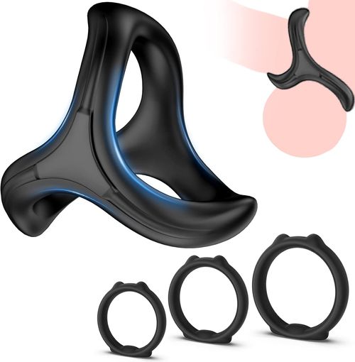 Silicone Penis Ring Set, 4 Different Sizes Cock Rings for Men Sex Toy, Long Lasting Stronger Strechy Adult Sex Toys for Men