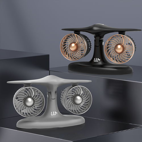 J-2 Dual Turbo Wireless Desktop Fan, 8000mAh Rechargeable 15H Long Battery Life, Touch Control 3 Speed Low Noise Fan with LED Light, Type-C Charging for Nigeria Office Bedroom Study Camping