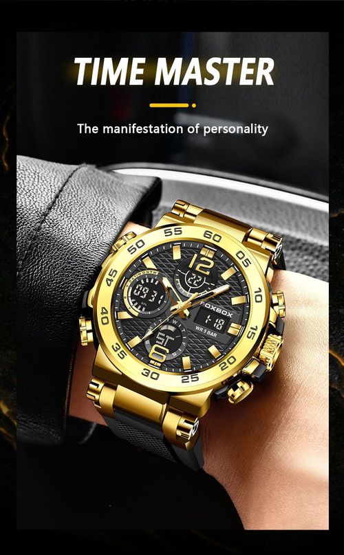 Luxury Men's Sports Wristwatch New LED Dual Display Waterproof Clock Alarm Quartz Digital Alloy Antique Fashion