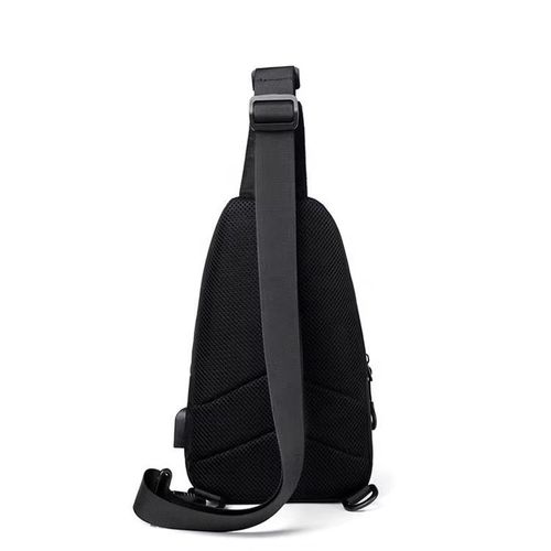 Men's PU Chest Bag With USB Large Capacity Single Shoulder Bag Crossbody Fashionable Simple Outdoor Design Bag