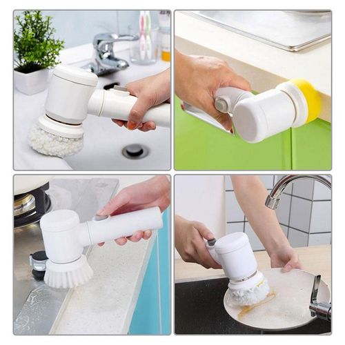 Electric Cleaning Brush Bathroom Scrub Kitchen Cleaning Tool USB 5 in 1 Handheld Bathtub Brush Electric Brush to Clean Sink
