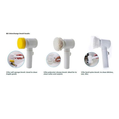 Electric Cleaning Brush Bathroom Scrub Kitchen Cleaning Tool USB 5 in 1 Handheld Bathtub Brush Electric Brush to Clean Sink