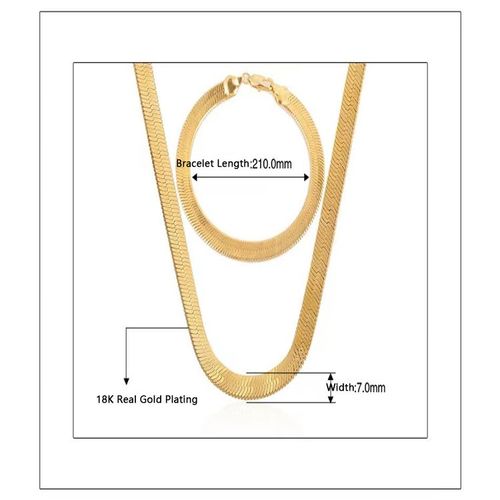 Flat Snake Chain, 18K Gold-Plated Blade-Shaped Snake Bone Chain, Retro Unisex Necklace Jewelry