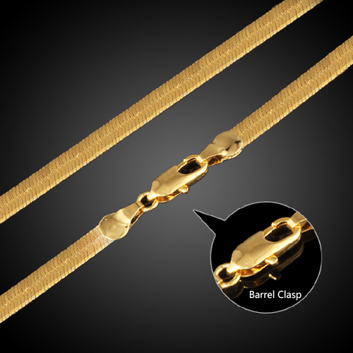 Flat Snake Chain, 18K Gold-Plated Blade-Shaped Snake Bone Chain, Retro Unisex Necklace Jewelry
